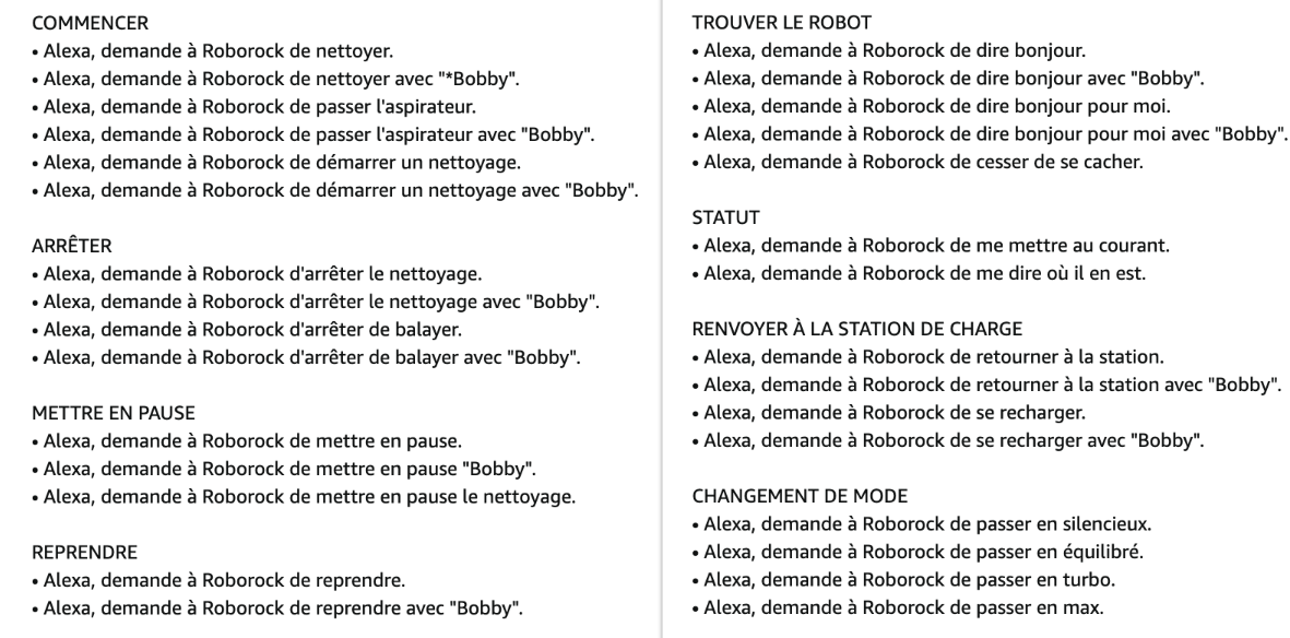 Fonctionnement Roborock Alexa